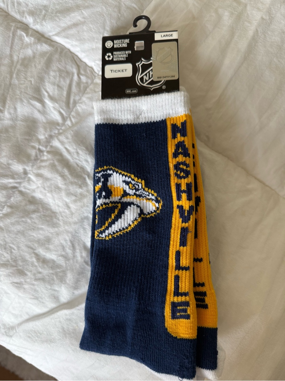 NHL Nashville Predators Navy and Gold Crew Socks
